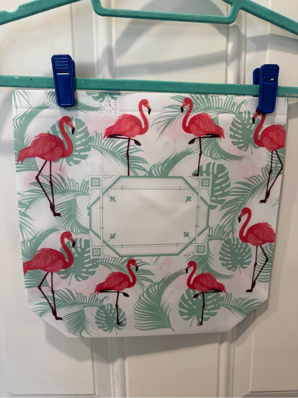 New Flamingo Reusable Print Tote Bag in Pink and Mint